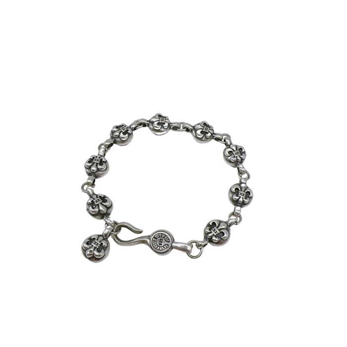 925 Silver Fleur De Lis Bead Unisex Couple Style Bracelet 29507654