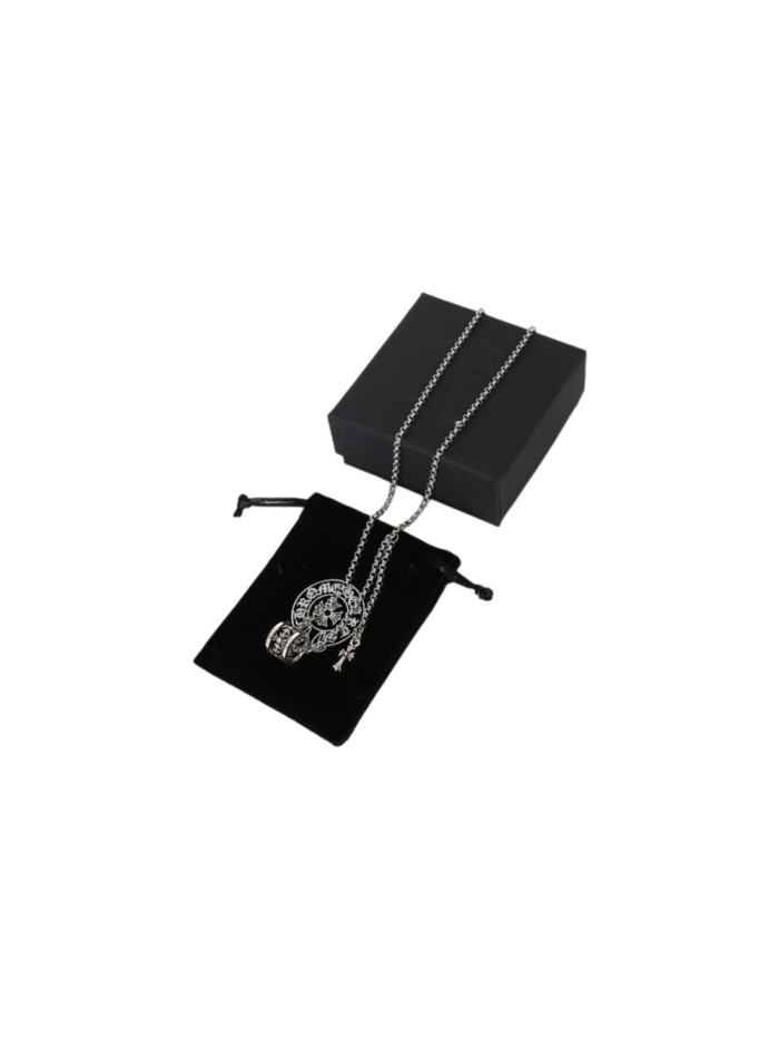 925 Silver Floral Cross Barrel Pendant Necklace 29507619