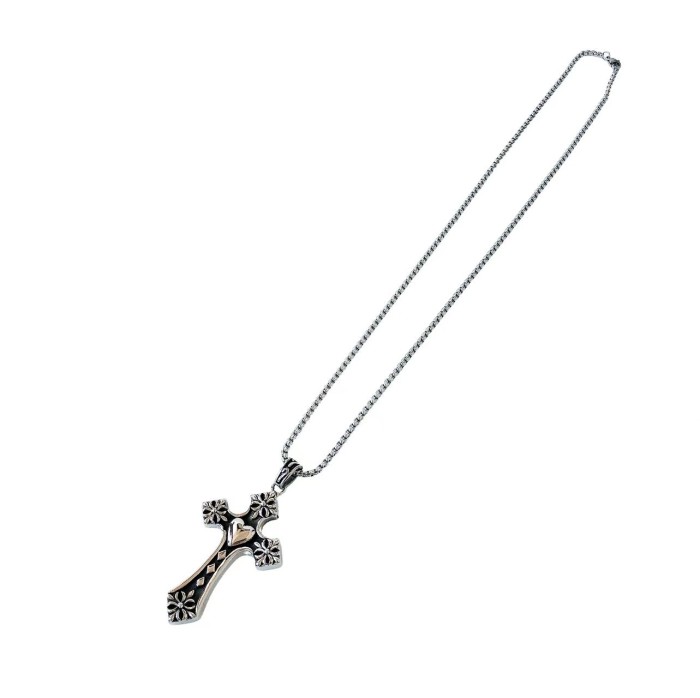 Cross Heart Floral Cross Embossed Pendant Necklace 29507746