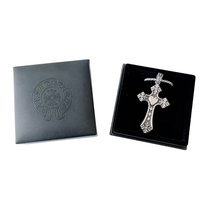 Cross Heart Floral Cross Embossed Pendant Necklace 29507746