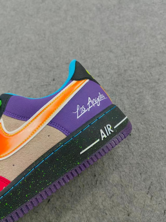 Air Force 1 Low Los Angeles Multi Color Patchwork Gradient Swoosh Splatter Sneakers 29225522