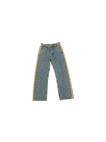 1:1 quality version Jacquard All-Over Print Leather Trim Denim Pants 28689531