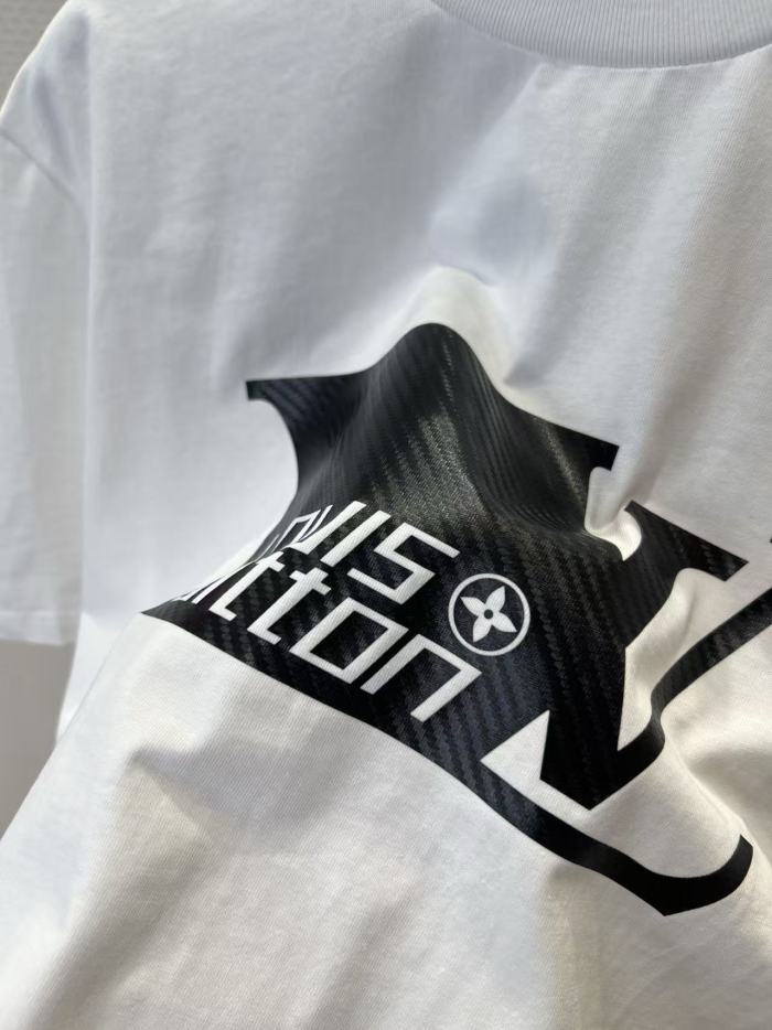 1:1 quality version Diagonal Texture LV Logo Front Back Vuitton Print Oversized Tee 29509279