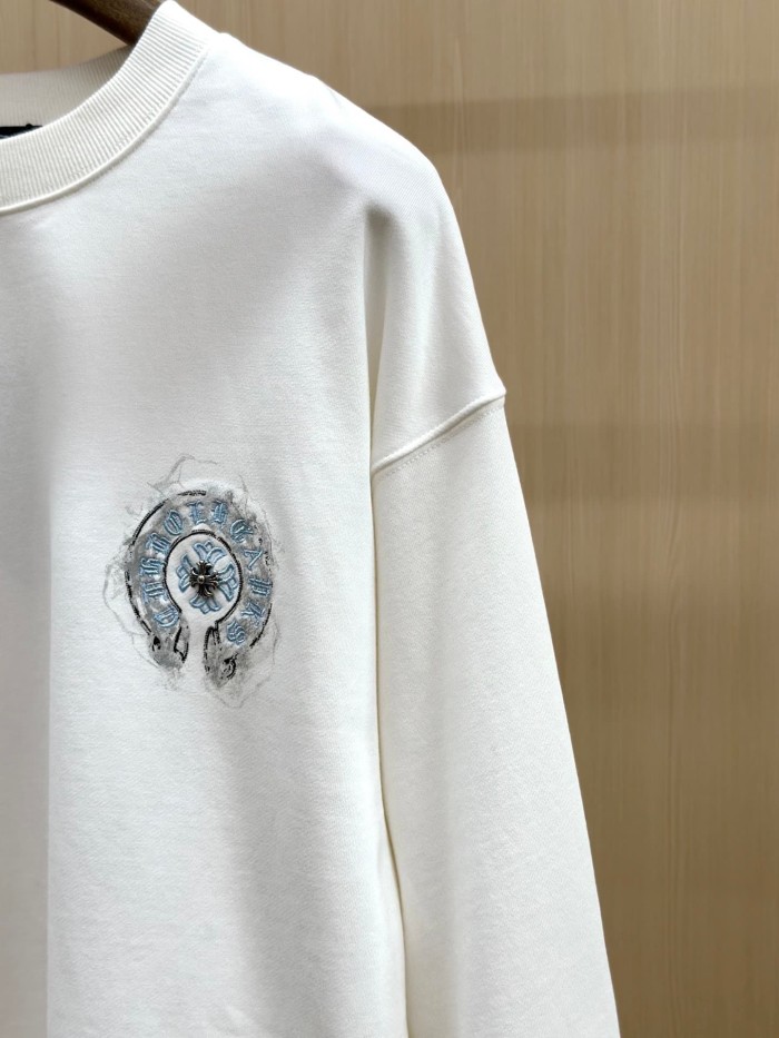 Light Blue Horseshoe Cross Floral Logo Grey Wash Crewneck Sweatshirt 2 Colors 29510924