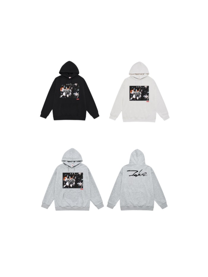 Futura Collab Black Abstract Graffiti Signature Logo Fox Fleece Oversized Hoodie 3 colors 29510976