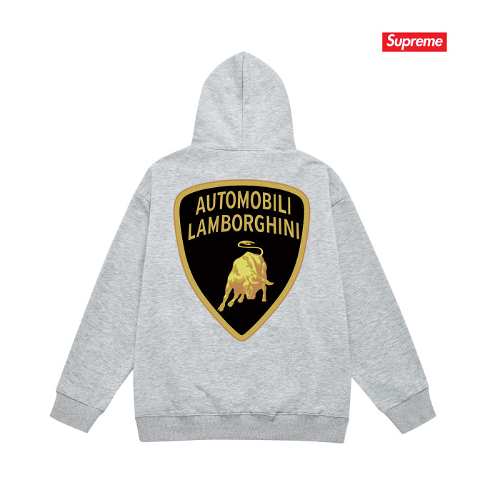 Lamborghini Collab White Shield Bull Logo Fleece Lined Oversized Hoodie 3 colors 29510953