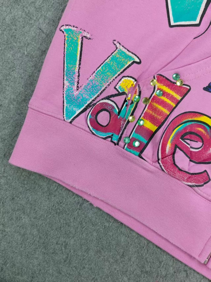 Multi Color Full Graffiti Letter Print Washed Zip Up Hoodie 3 colors 29488903