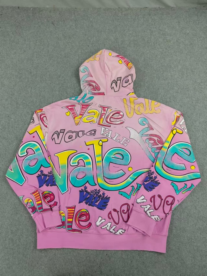 Multi Color Full Graffiti Letter Print Washed Zip Up Hoodie 3 colors 29488903