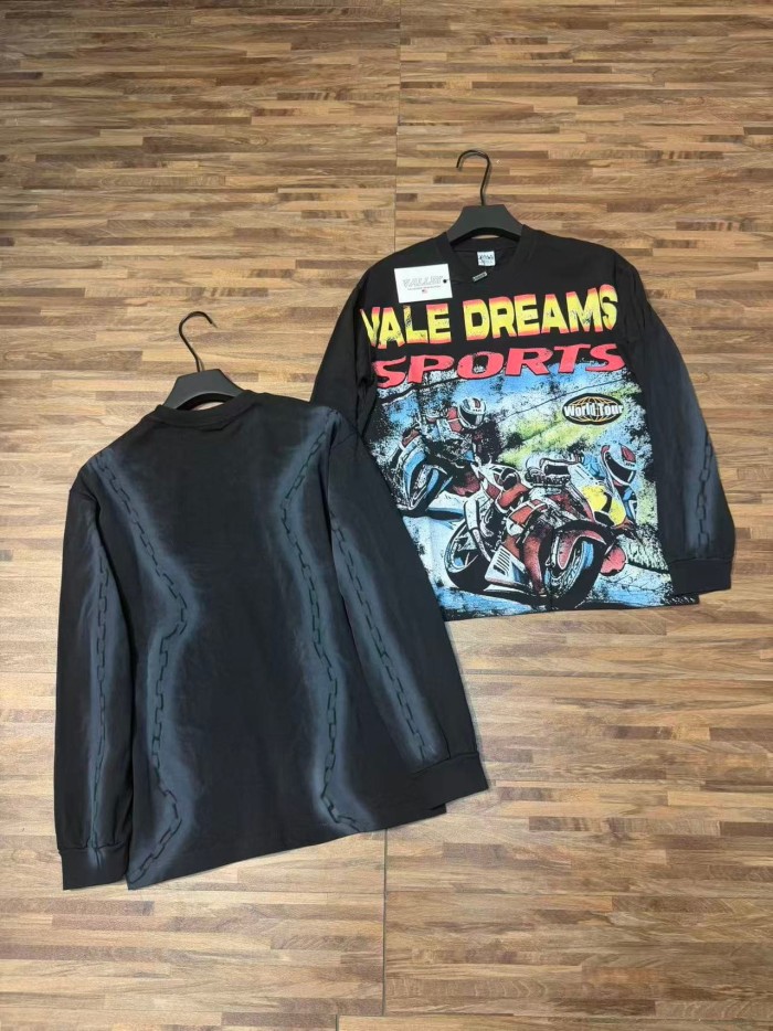 Yellow Red Gradient Sports Motorcycle Racer Print Long Sleeve T-shirt 29524893