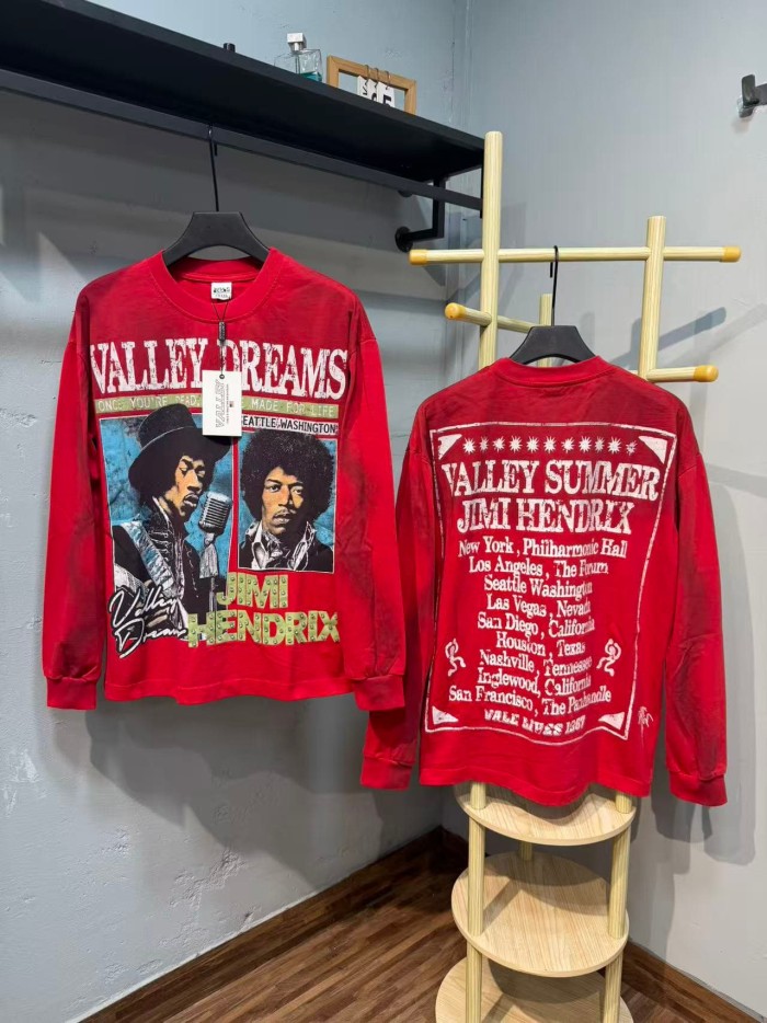 Jimi Hendrix Portrait Rhinestone Letter Tour City Long Sleeve T-shirt 2 colors 29524951