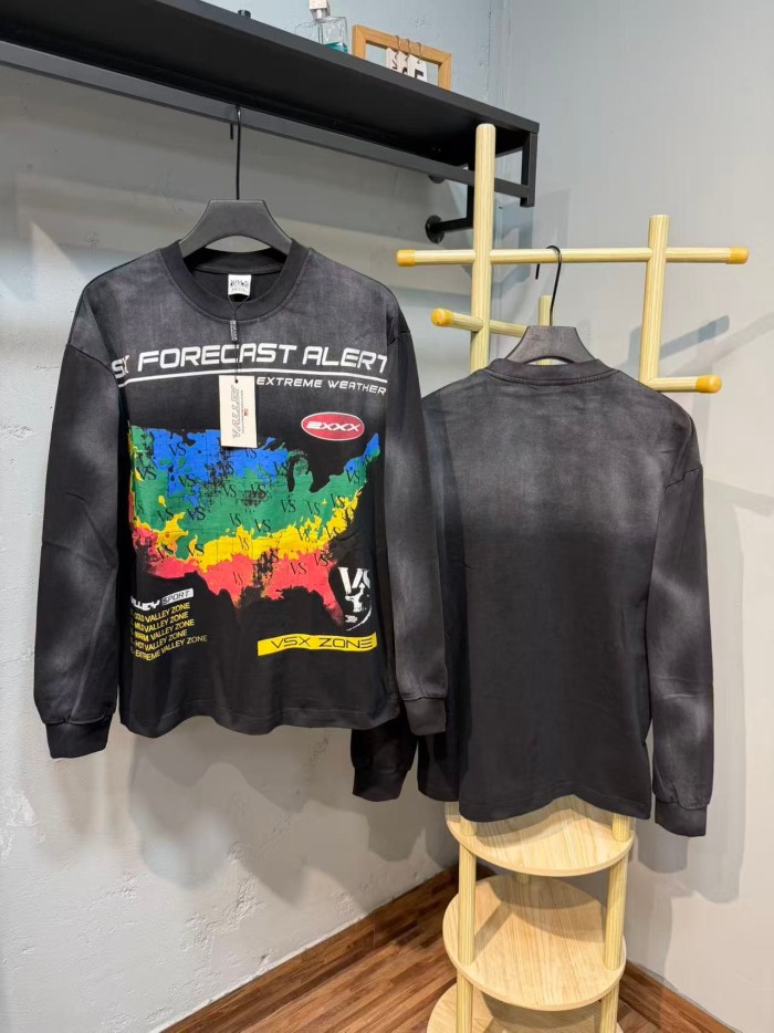 Acid Wash VSX Forecast Map Print Long Sleeve T-shirt 29524938