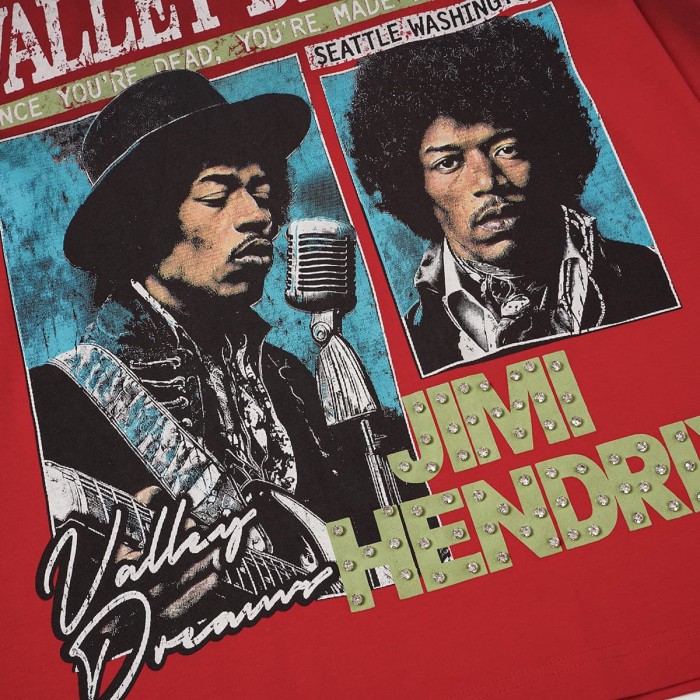 Jimi Hendrix Portrait Rhinestone Letter Tour City Long Sleeve T-shirt 2 colors 29524951