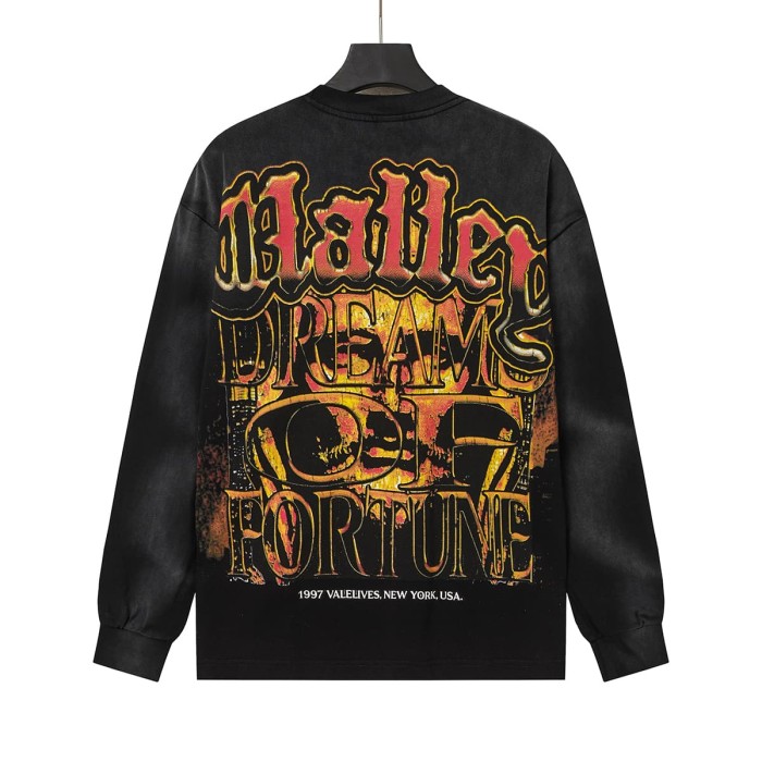 Wash Gothic Letter Liberty NYC Big Face Back Gothic Letter Long Sleeve T-shirt 2 colors 29524933