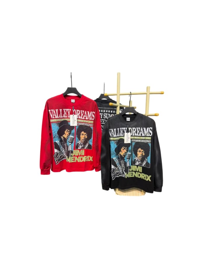 Jimi Hendrix Portrait Rhinestone Letter Tour City Long Sleeve T-shirt 2 colors 29524951