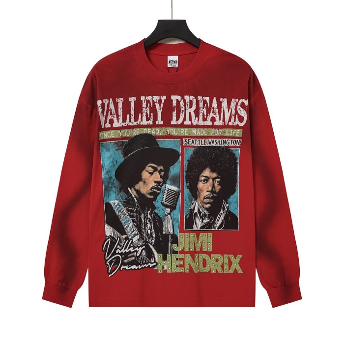 Jimi Hendrix Portrait Rhinestone Letter Tour City Long Sleeve T-shirt 2 colors 29524951