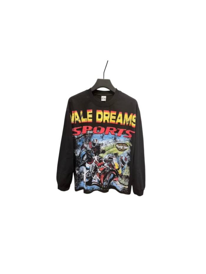 Yellow Red Gradient Sports Motorcycle Racer Print Long Sleeve T-shirt 29524893