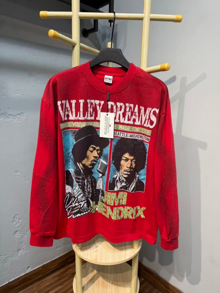 Jimi Hendrix Portrait Rhinestone Letter Tour City Long Sleeve T-shirt 2 colors 29524951