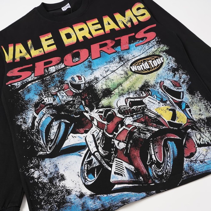 Yellow Red Gradient Sports Motorcycle Racer Print Long Sleeve T-shirt 29524893