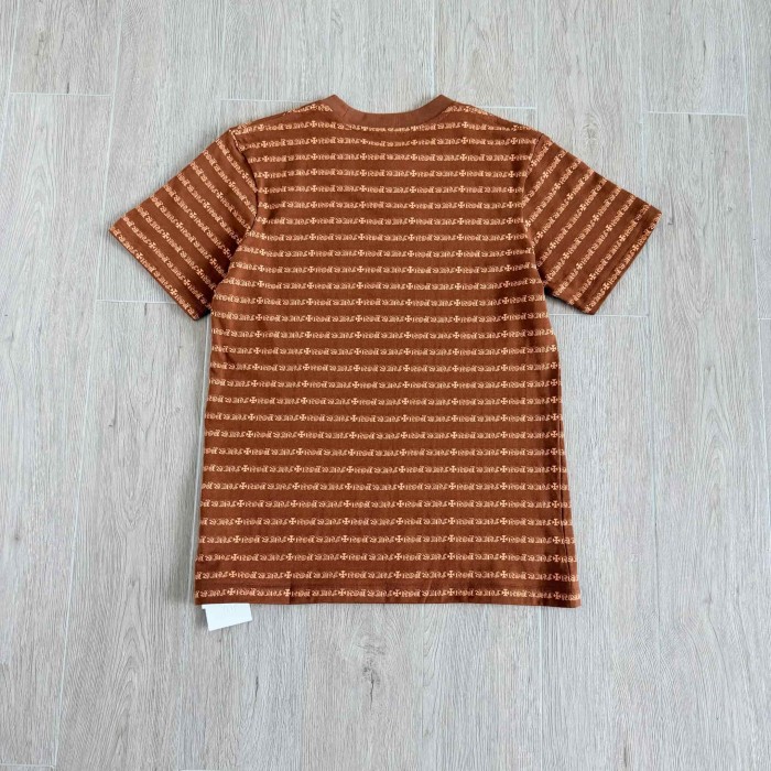 1:1 quality version Brown All Over CH Letter Cross Jacquard Stripe Unisex Tee 29527330