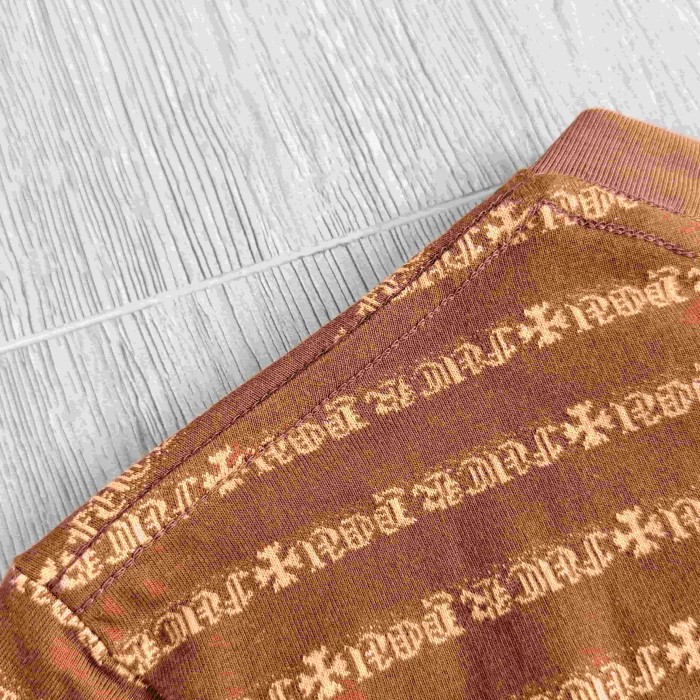 1:1 quality version Brown All Over CH Letter Cross Jacquard Stripe Unisex Tee 29527330