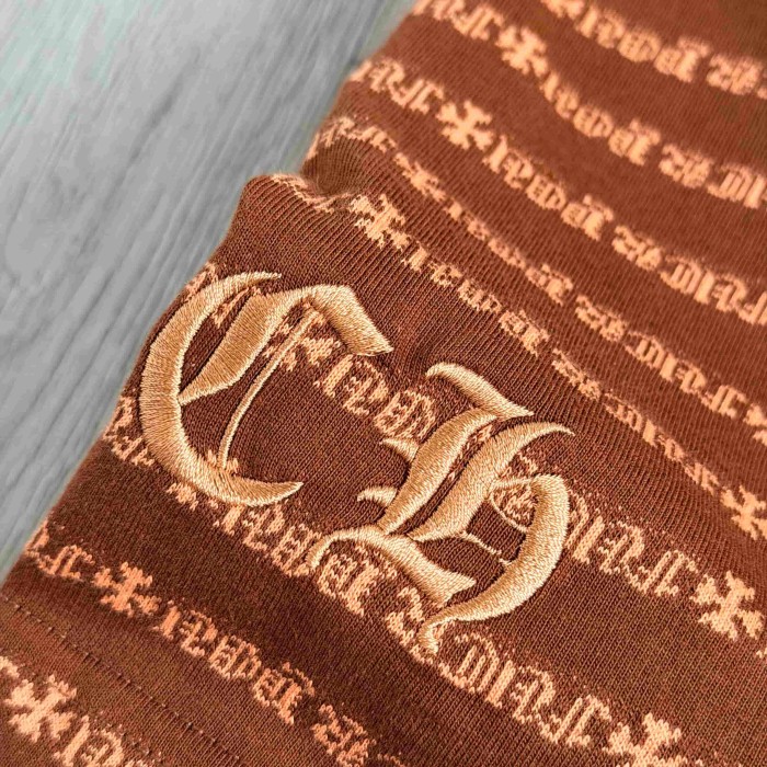 1:1 quality version Brown All Over CH Letter Cross Jacquard Stripe Unisex Tee 29527330