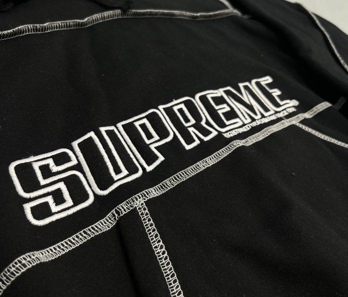 1:1 quality version Contrast Topstitch Chest Embroidery Side Vertical Letter Hoodie & Pants Set 29528433