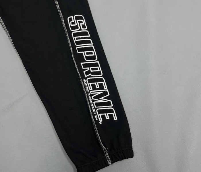 1:1 quality version Contrast Topstitch Chest Embroidery Side Vertical Letter Hoodie & Pants Set 29528433