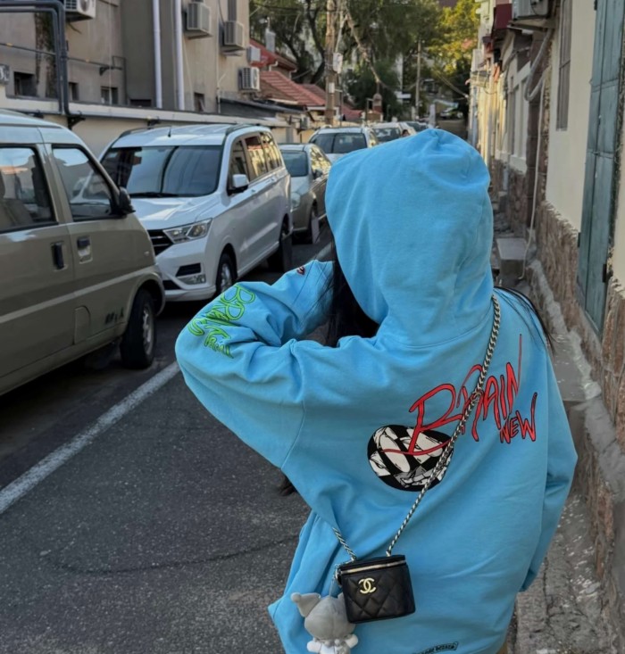 1:1 quality version Purple Smiley Logo Left Sleeve Green Print Back BRAIN NEW Graphic Hoodie 29530796