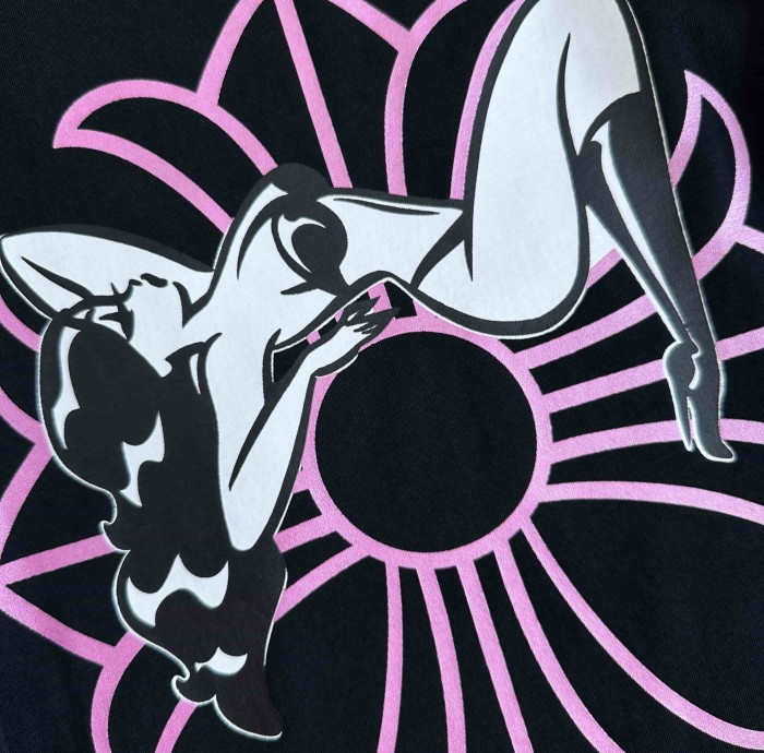 1:1 quality version Deadly Doll X Back Pink Flower Upside-Down Dancer Long Sleeve Tee 29530827