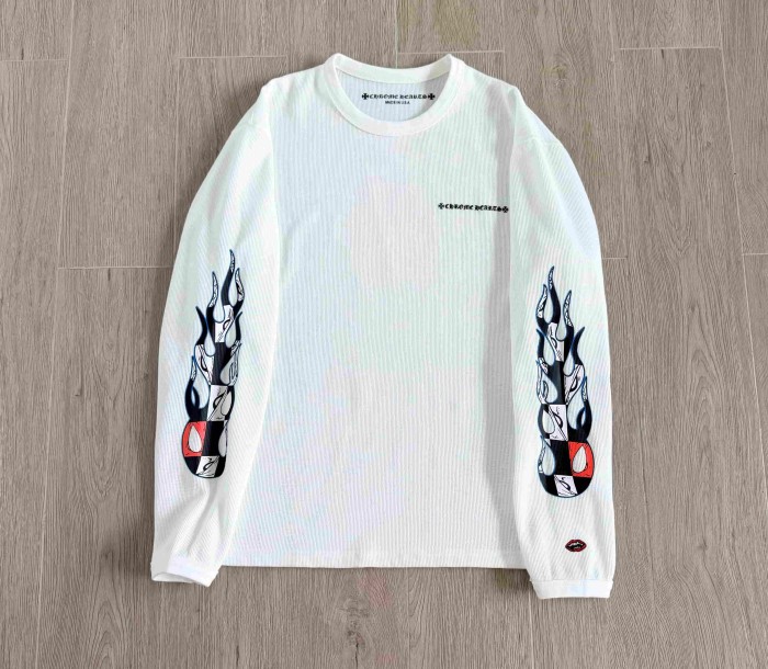 1:1 quality version Waffle Knit Chest Mini Logo Sleeve Flame Checker Back Devil Long Sleeve Tee 29530641