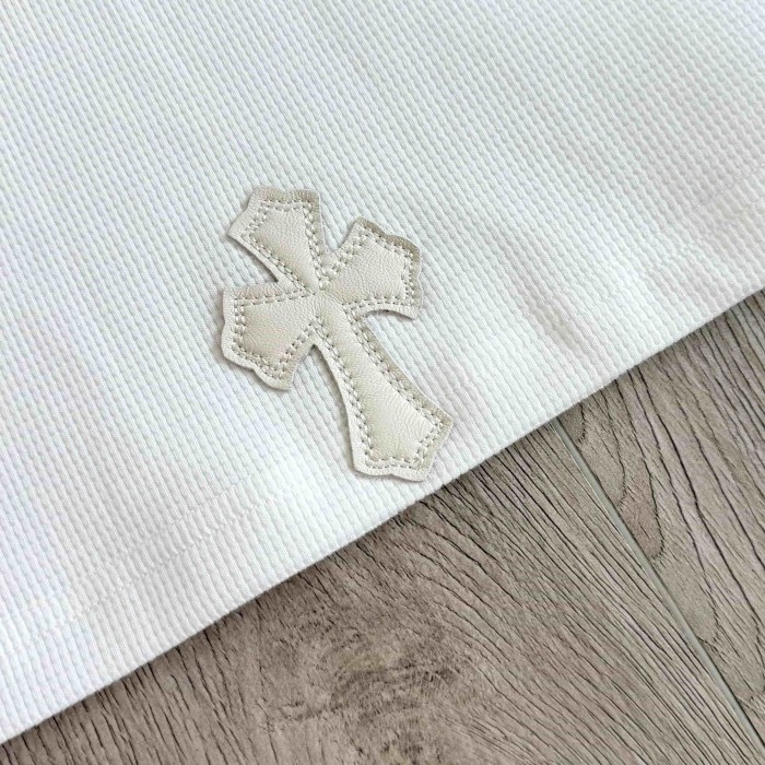 1:1 quality version Chest Sheepskin Cross Embroidery Button Waffle Long Sleeve Tee 3 colors 29530636