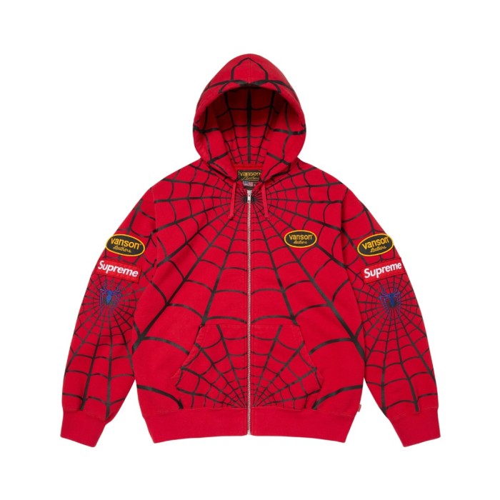 Vanson Leathers X Spider-Man Spider Web Zip Hoodie 2 colors 29530971