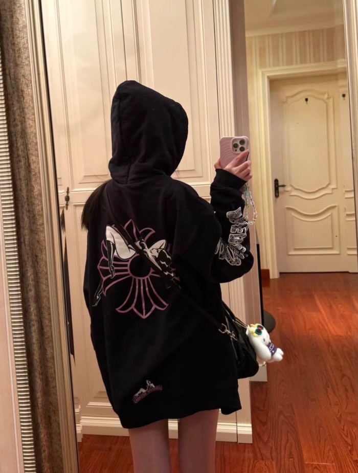 1:1 quality version Deadly Doll X Dancer Gradient Gothic Full Sleeve Tattoo Zip Drawstring Hoodie 29530810
