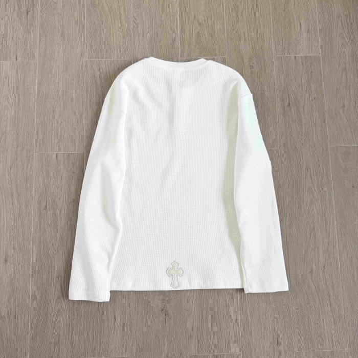 1:1 quality version Chest Sheepskin Cross Embroidery Button Waffle Long Sleeve Tee 3 colors 29530636