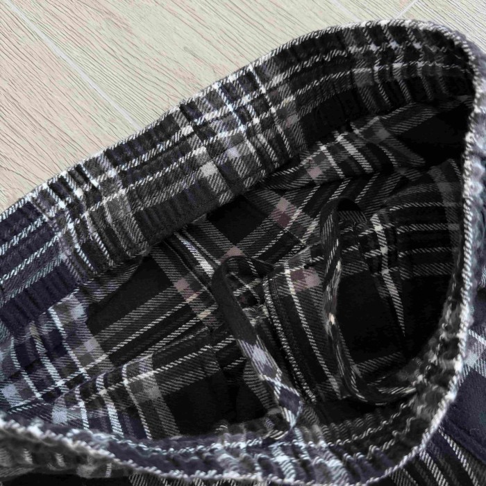 1:1 quality version Sheepskin Cross Pure Cotton Flannel Black Grey Plaid Straight Loose Pants 29530860