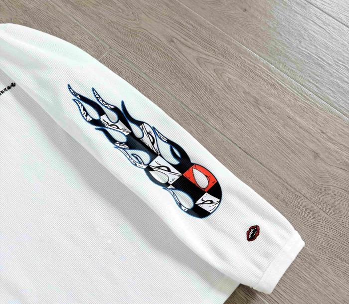 1:1 quality version Waffle Knit Chest Mini Logo Sleeve Flame Checker Back Devil Long Sleeve Tee 29530641