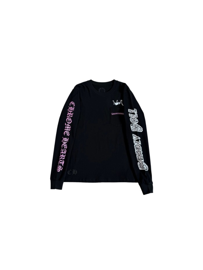 1:1 quality version Deadly Doll X Back Pink Flower Upside-Down Dancer Long Sleeve Tee 29530827