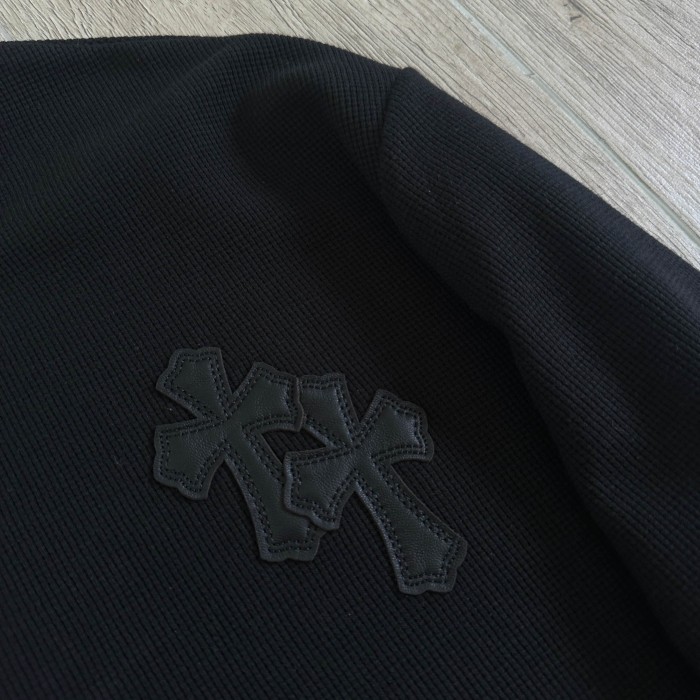 1:1 quality version Chest Sheepskin Cross Embroidery Button Waffle Long Sleeve Tee 3 colors 29530636