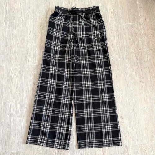 1:1 quality version Sheepskin Cross Pure Cotton Flannel Black Grey Plaid Straight Loose Pants 29530860