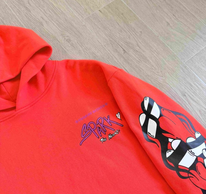 1:1 quality version Purple Logo Sleeve Black White Flame Heart Back Letter Hoodie 29530670