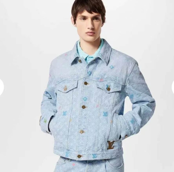 1:1 quality version Denim jacket with suede appliqué 26633025