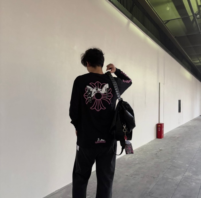 1:1 quality version Deadly Doll X Back Pink Flower Upside-Down Dancer Long Sleeve Tee 29530827
