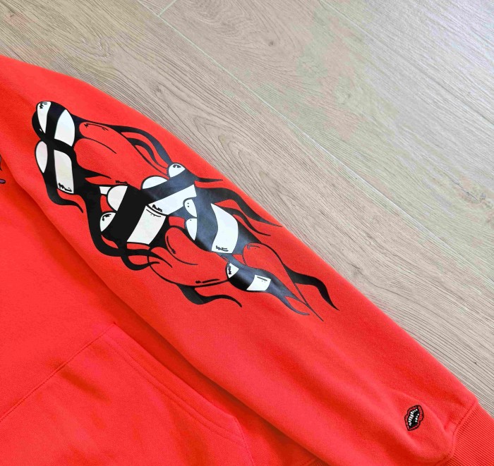 1:1 quality version Purple Logo Sleeve Black White Flame Heart Back Letter Hoodie 29530670