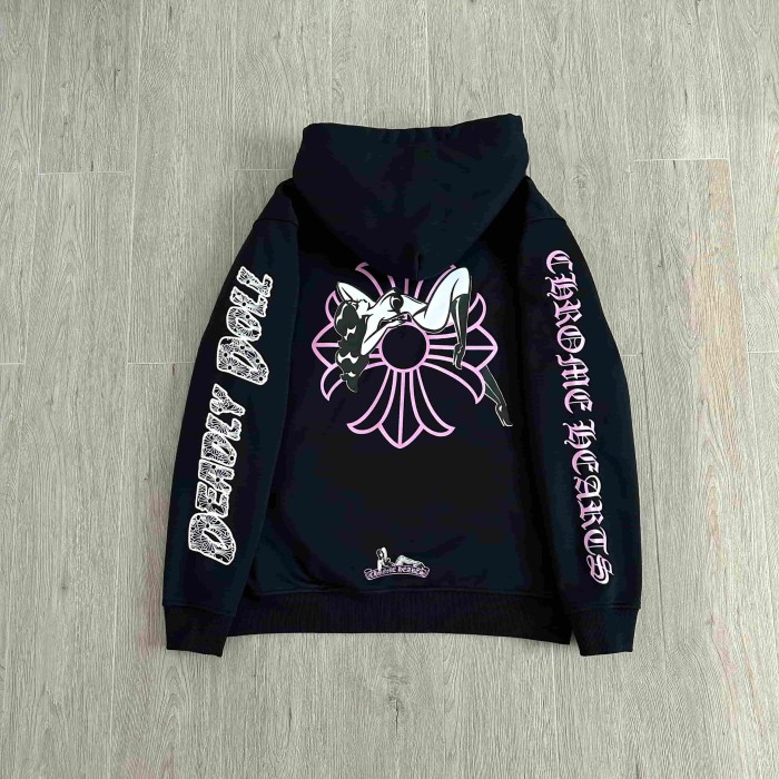 1:1 quality version Deadly Doll X Dancer Gradient Gothic Full Sleeve Tattoo Zip Drawstring Hoodie 29530810