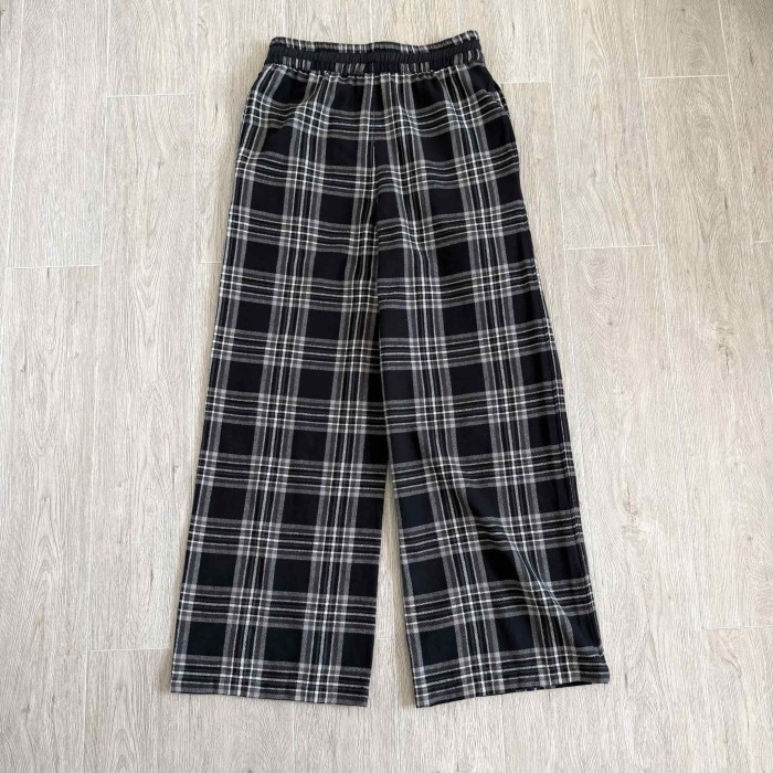 1:1 quality version Sheepskin Cross Pure Cotton Flannel Black Grey Plaid Straight Loose Pants 29530860