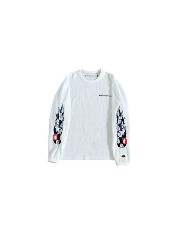 1:1 quality version Waffle Knit Chest Mini Logo Sleeve Flame Checker Back Devil Long Sleeve Tee 29530641
