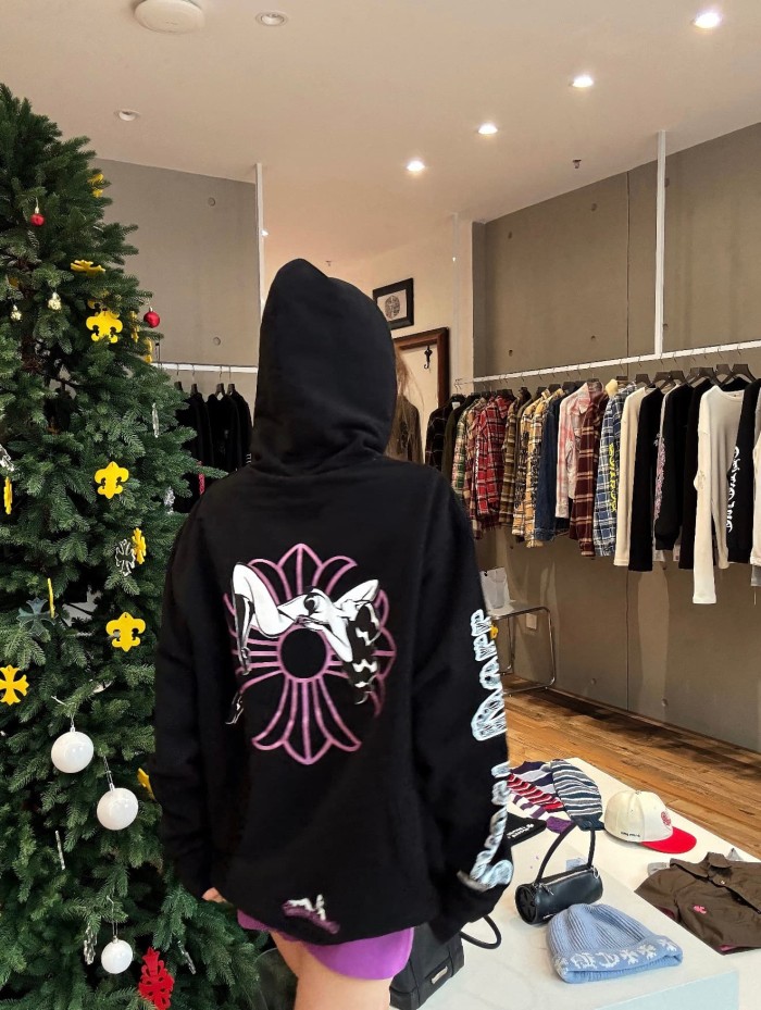 1:1 quality version Deadly Doll X Dancer Gradient Gothic Full Sleeve Tattoo Zip Drawstring Hoodie 29530810