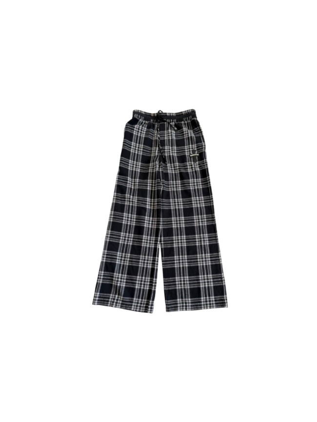 1:1 quality version Sheepskin Cross Pure Cotton Flannel Black Grey Plaid Straight Loose Pants 29530860