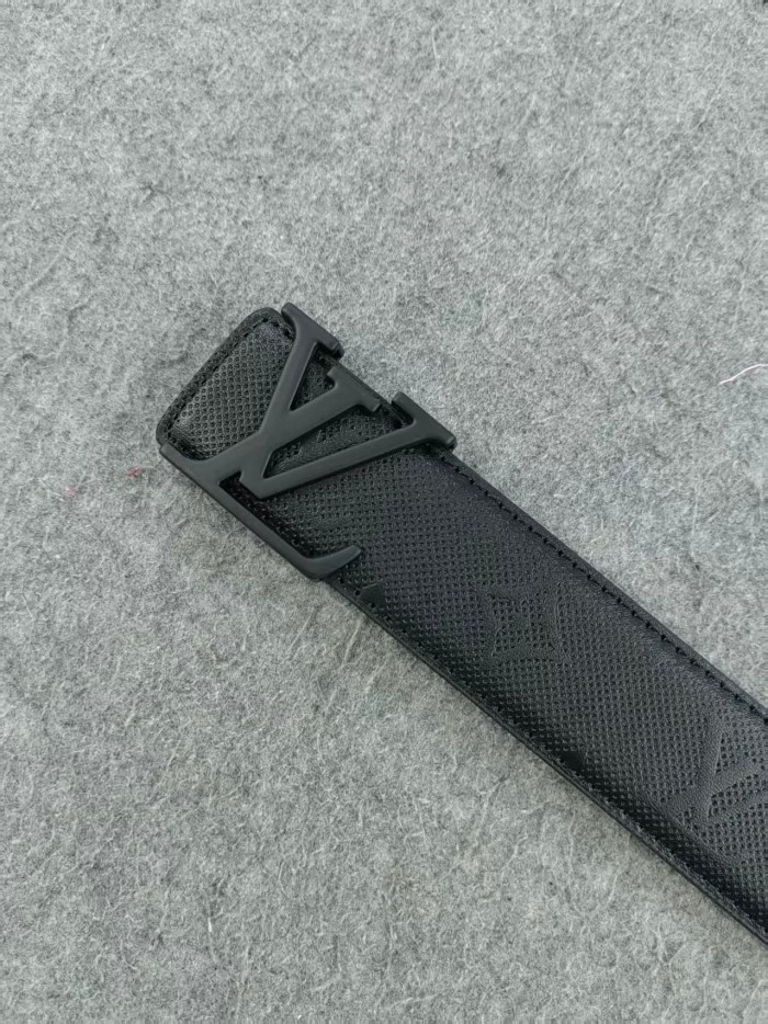 Black Button Embossed Leather Belt【Width 3.5 cm】28549007