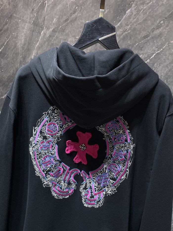 Horseshoe Sanskrit Cross Handmade Patch Embroidery Hoodie 2 colors 29533471